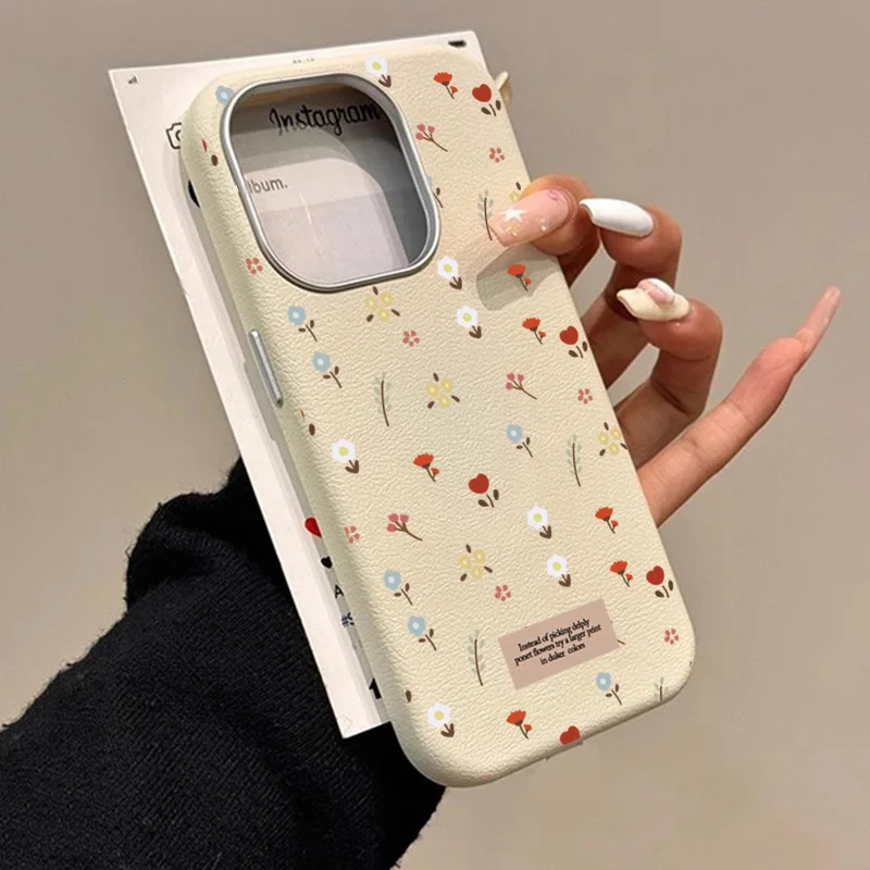 Samsung Galaxy A55 - Çiçekli Deri Desenli Retro Moda Kılıf