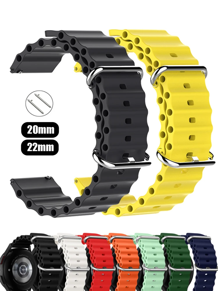 Amazfit Smartwatch Accessories - 20mm 22mm Silikon Okyanus Bandı Samsung
