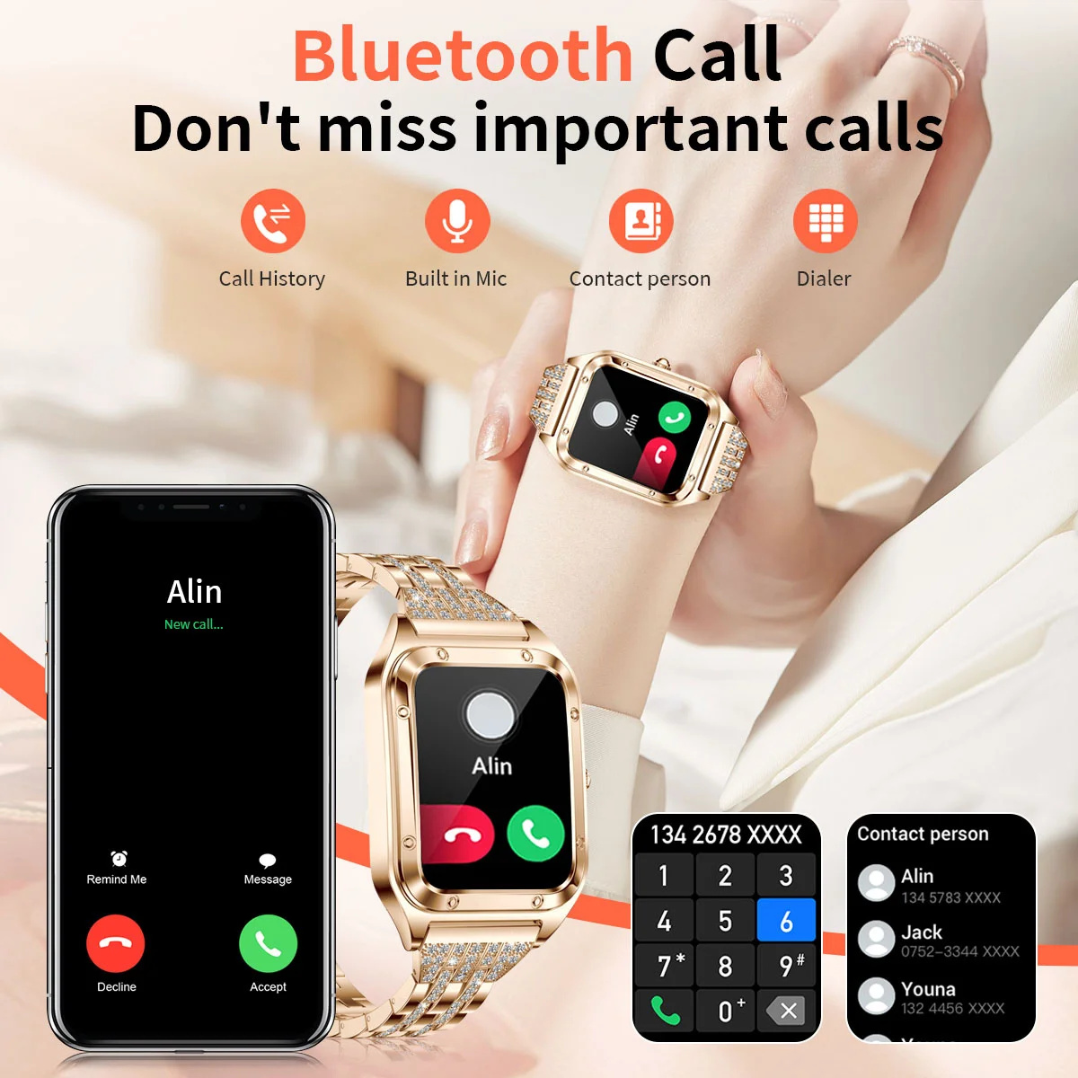 1.57 inç en lüks akıllı saat k - Android Smartwatch Accessories incelemesi ve fiyatı